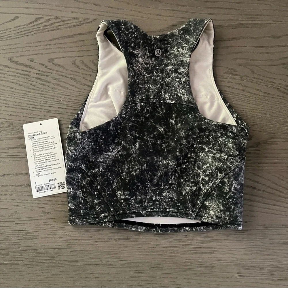 Lululemon Invigorate Training Tank Top Denim Wash Print White Opal 2